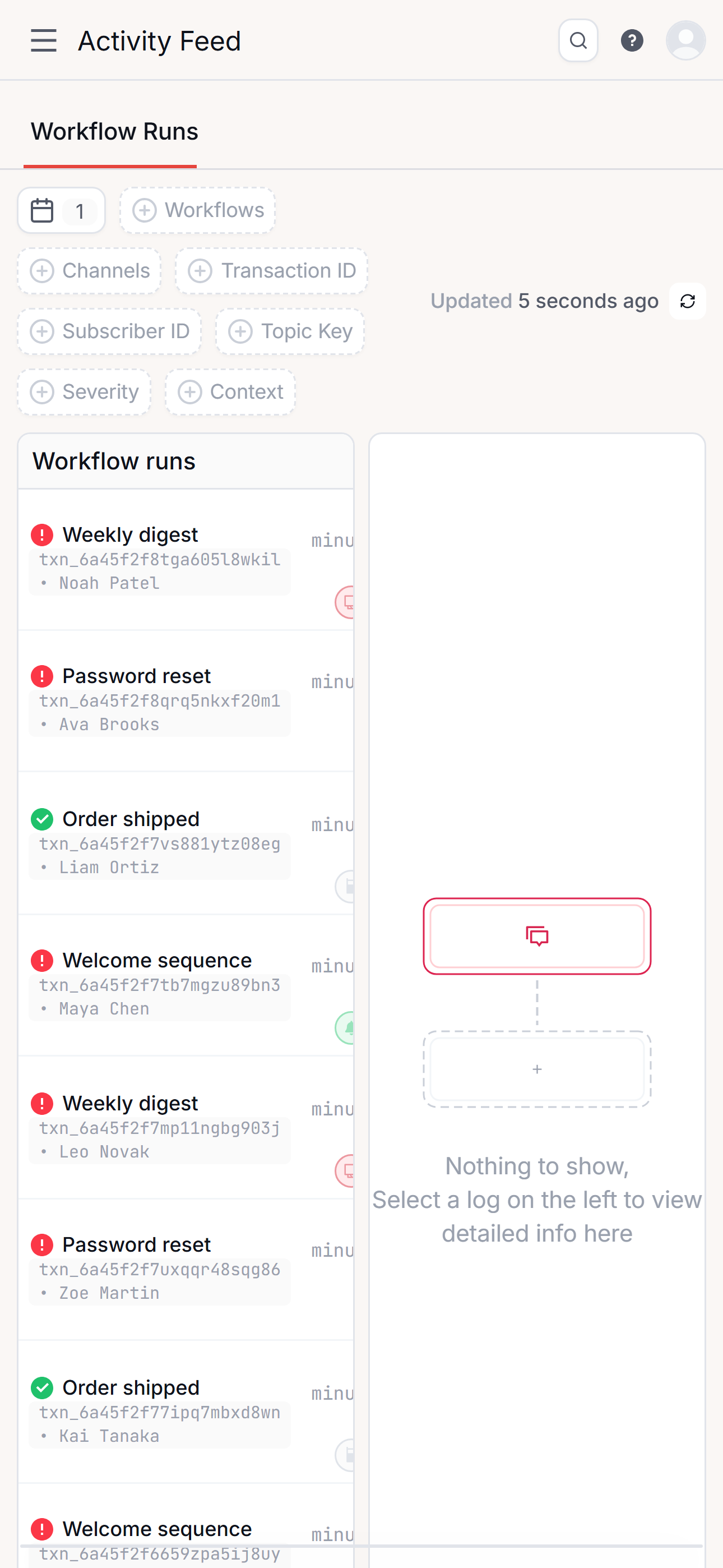 The installed Notifly app on a phone showing the activity feed
